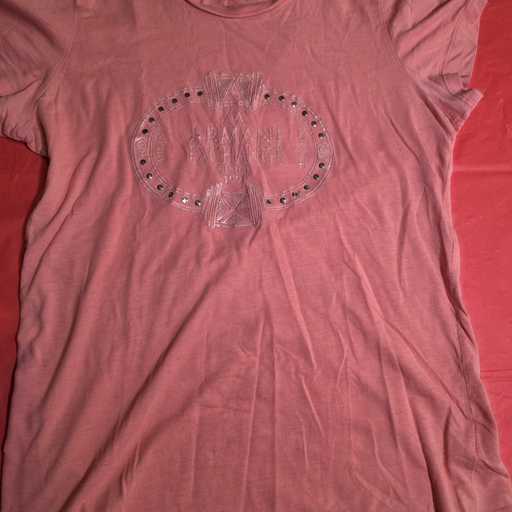 Armani Exchange Coral Pink Logo Short Sleeve Tee